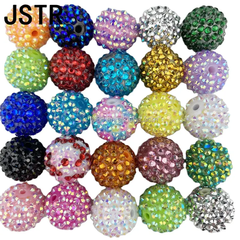 DIY 20mm Rhinestone beads Disco chunky gumball beads kids Acrylic Shiny bubblegum beads for pen making Necklace Jewelry Supplier