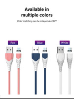 Petite carte tête droite fil d'aspiration magnétique à 360 degrés câble de charge magnétique USB, chargeur haute vitesse tissé en nylon magnétique