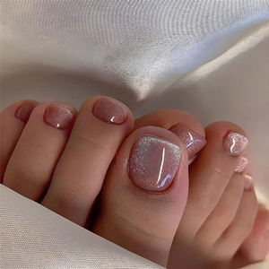 14 Uñas Postizas de Lujo, Cortas y Cuadradas, Uñas Acrílicas para Pies, Hechas a Mano, Uñas Acrílicas a Presión - Product Image 6