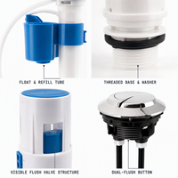 Pièces de rechange universelles pour réservoir de toilettes en ABS : Ensemble complet de valve de chasse et de remplissage avec commande manuelle pour toilettes traditionnelles