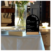 Support de menu en acrylique noir écologique et durable avec base en bois pour numéros de table de mariage et décoration d'événements