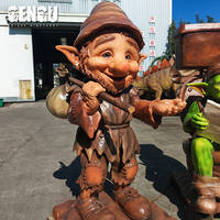 Troll Animatrónico Realista en el Inodoro, Figura Divertida en Movimiento, Estatua de Gnomo/Elfo de Fibra de Vidrio, Atracción para Parques de Halloween