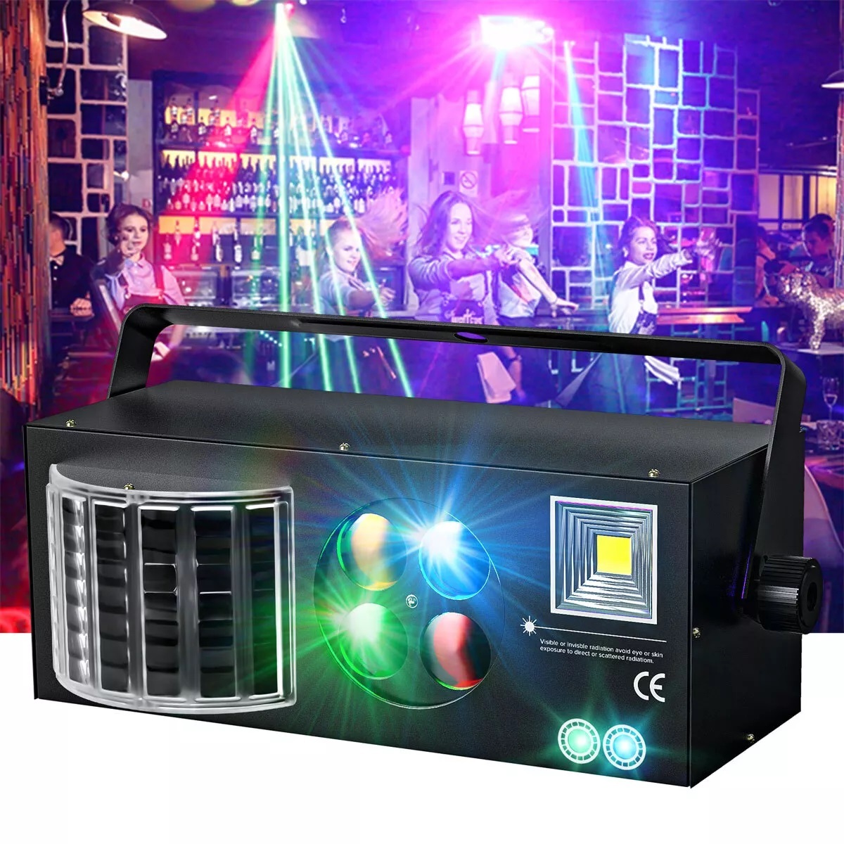 YSH 4-in-1 RGBW LED Laser Strobe Stage Light with Remote DMX Control High CRI 95 for DJ Night Club Wedding Parties