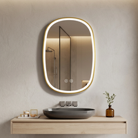 Miroir LED Contour Moderne 500x800mm avec Double Interrupteur Tactile, Étanche IP44, Intensité Réglable pour Appartement, Villa et Hôtel