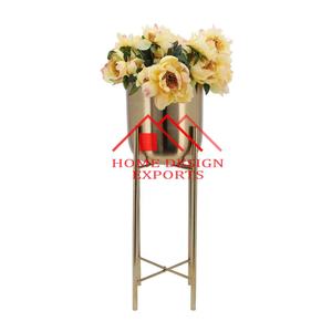 2025 Premium Quality Luxury <b>Antique</b> Gold & Black Floral Planter with Stands for Sale Modern Indoor Golden Planter With Stands - Product Image 1