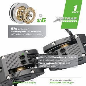 Système de poulie de levage à corde manuel noir polypropylène 50ft 2000 lb avec boucles souples 2PK 18 pouces - Product Image 5