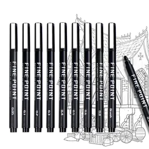 Neues Design Schwarz Zeichnung Grafik Fine Line Paint Drawing Pen Wasserdichter Sketch Hook Line Pen