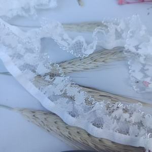 2,5 CM Hochwertige Bestseller Einseitig Gerüschte Satin-Spitze mit Knospen-Design Tüll Glänzende Knospen-Spitzenborte - Product Image 5