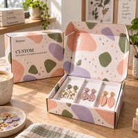 Boîte d'expédition personnalisée brillante en carton ondulé E-Flute pour boucles d'oreilles, emballage à rabat pour e-commerce