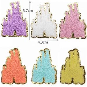 New Iron On/sticker Glitter Edge <b>Balloon</b> Bowknot Castles Shape Chenille Patch for Decoration - Product Image 4