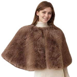 Women Versatile Faux Fur <b>Shawl</b> Round Neck Sleeveless Wrap Elegant <b>Wedding</b> <b>Shawl</b> for Gowns Sequin Dress - Product Image 2