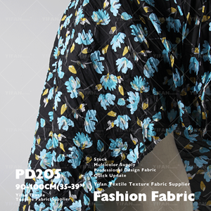 Tela plisada de algodón con estampado <span class=keywords><strong>Floral</strong></span> agradable a la piel para primavera y verano para ropa de niños, falda con tirantes, media falda - Product Image 3