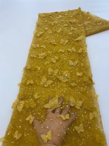 3D Bướm Thêu Lưới Đính Cườm Ren Đào Bướm Thêu Long Lanh Ren Vải Cho Ăn Mặc - Product Image 6