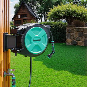 दीवार माउंट टेबल स्वचालित रीविंड गार्डन नली रील मुक्त लॉकिंग नली 180 ° मुक्त रोटेशन आपके बगीचे को कवर करता है - Product Image 3