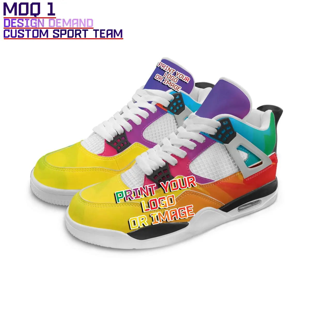 Sepatu Sneakers kulit pria, sepatu olahraga basket kasual trendi Logo permintaan anda kustom