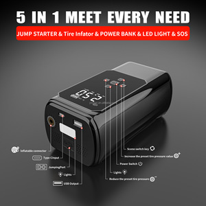 Démarreur d'urgence 1000A Courant de crête 12V Rechargeable 6000/8000mAh Chargeur de batterie de voiture avec compresseur d'air pour réparation automobile - Product Image 4