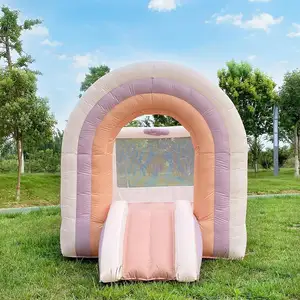 Cầu vồng pastel Bounce House Inflatable Bouncer tiệc cưới thuê lâu đài bouncy