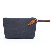 Tas Clutch Kanvas Tebal dengan Ritsleting, Multifungsi, Organizer Perlengkapan Perjalanan untuk Pria