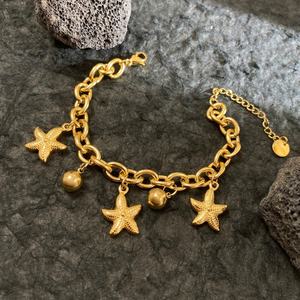 Nouveau Bracelet Étoile de Mer Tendance en Acier Inoxydable Plaqué Or 18K – En Stock, Vente en Gros, Bracelet Femme - Product Image 3