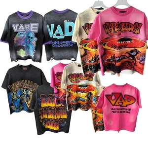 T-shirt Uomo Estivo Vintage con Stampa Cartoon Diamantata, in Cotone Lavato Effetto Consumato, Grafica <span class=keywords><strong>Anime</strong></span> Y2K, Manica Corta, VARE ALL DAY - Product Image 1