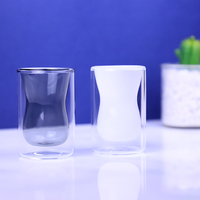 Mug en verre borosilicate à double paroi, résistant à la chaleur, fait main, coloré, 100 ml, style minimaliste, pour café, yerba maté, thé, expresso