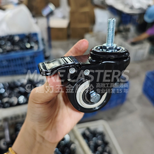 1.5 "2" 2.5 "3" 4 "5" pollici vite M8 M10 M12 PVC ruote industriali doppio cuscinetto PP ricino nero mobili carrello freno girevole - Product Image 2