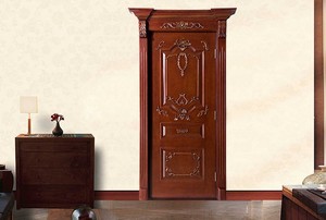 Fantaisie en bois <span class=keywords><strong>massif</strong></span> sculpté à la main en relief fleur simple porte avec cadre - Product Image 2