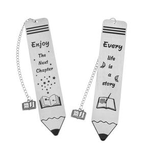 Marcapáginas <span class=keywords><strong>de</strong></span> metal con cita inspiradora, colgante para libro en forma <span class=keywords><strong>de</strong></span> lápiz, accesorio decorativo con <span class=keywords><strong>citas</strong></span> en inglés para lectura - Product Image 1