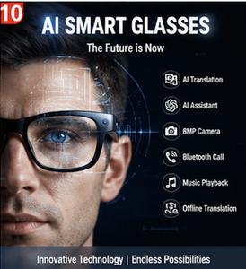 Lunettes caméra IA avec interprétation simultanée, assistant vocal et emballage personnalisé pour enregistrement d'appels professionnels en voyage - Product Image 6