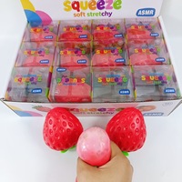 Jouet anti-stress en TPR à rebond lent en forme de fraise, jouet à pétrir, ensemble de 12 pièces le plus vendu pour filles de 14 ans et plus, facile à utiliser
