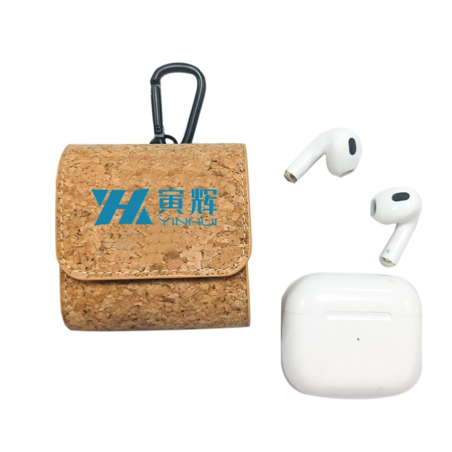 New Design Yin Hui White Fashion Bluetooth Earphone Case and Headset Bag Protective Wood Grain Texture Leather with Button Type