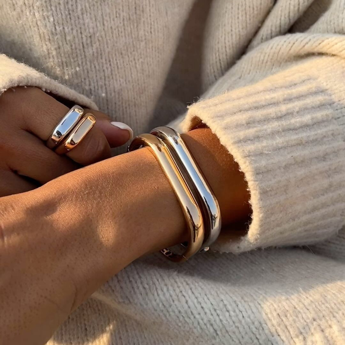 Gold Spanner Bangle Stylish Durable Men's Jewelry