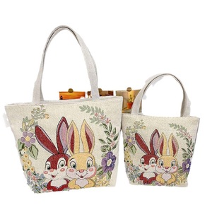Rabbit-Themed Women's <b>Canvas</b> Tote <b>Bag</b> With Embroidery Multipurpose Shopping <b>Bag</b> For Trip Small And <b>Large</b> Sizes - Product Image 5