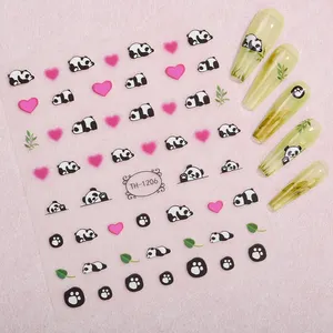 New design 2D cute animal china giant panda lovely bear nail sticker national treasure nail Decal for Spring and summer