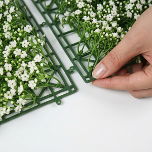 Artificial White Mini Grass Floral Panel Decorative Vertical Garden <b>Wall</b> Tile for Indoor Outdoor Green <b>Wall</b> Decor - Product Image 2