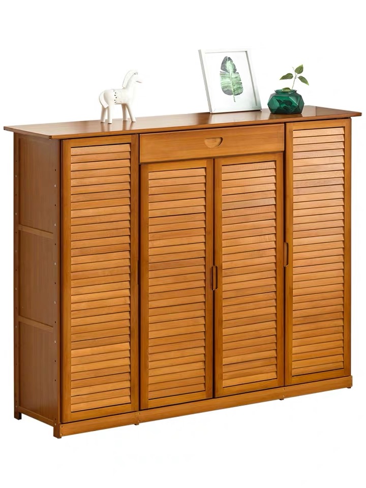 KKTONER Scarpiera In Bambù 4 Ripiani Con Maniglie, Naturale, 65x26x75 Cm, Organizer Multiuso Per Ingresso E Soggiorno - 5