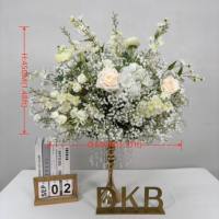 Fournitures de décoration de mariage, grandes compositions florales de roses, centre de table pour mariage, boule de fleurs artificielles en soie blanche