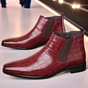 Botas Chelsea para Hombre con Punta Cuadrada, Zapatos de Moda que Combinan con Todo, Botas de Mezclilla hasta el Tobillo para Hombre, Botas Cortas de Mezclilla Estilo Retro Martin - Product Image 3