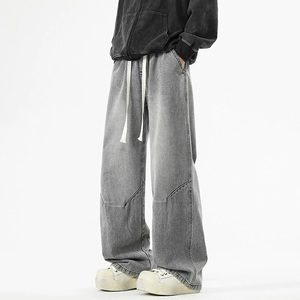 Pantalones Vaqueros Anchos de Corte Recto para Hombre, Estampado Hip Hop, Lavados, 100% Algodón, Transpirables, Diseño Americano Informal de Invierno - Product Image 2