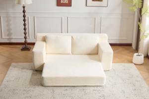 Sofá de Dos Plazas, Cómodo Sofá Cama con Asiento Profundo, Moderno Sofá Pequeño de Pana <span class=keywords><strong>para</strong></span> Sala de Estar o Dormitorio - Product Image 3