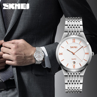 Relojes de Cuarzo Skmei 9139 de Acero Inoxidable, Diseño Simple y Lujoso con Dibujos Animados, para Parejas, Resistentes al Agua, con Múltiples Esferas, Logotipo Personalizado ODM