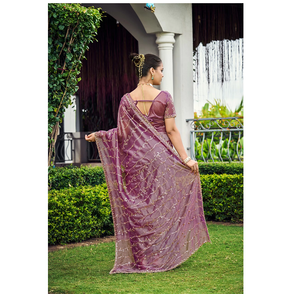 Abhi Fashion Designer Luxury <b>Satin</b> <b>Saree</b> Intricate Beadwork Elegant Traditional Party Wear for Women's Reception Festival Events - Product Image 2