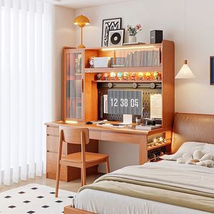 Solid Wood Japanese Style <b>Desk</b> With Bookshelf Integrated Home <b>Study</b> Furniture Cherry Wood Computer <b>Desk</b> Office <b>Study</b> <b>Desk</b> - Product Image 2