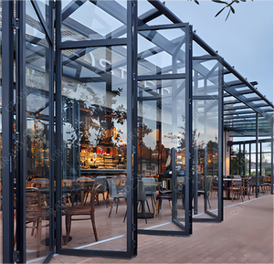 Puerta Plegable de Patio de Aluminio con Rotura de Puente Térmico Contemporánea de 60x80, Puerta de <span class=keywords><strong>Cristal</strong></span> con Doble Acristalamiento Eficiente Energéticamente para Casa - Product Image 3