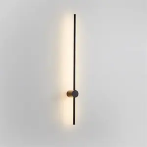 Tempat lilin desain ramping sederhana, lampu dinding hitam pencahayaan Led untuk rumah, Kamar Tidur samping, desain Nordic Modern 50 kristal baru