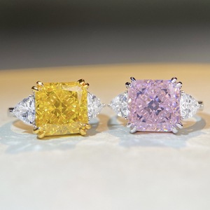 Anillo de Plata de Ley S925 de Lujo para Mujer, <span class=keywords><strong>Diamante</strong></span> Natural de 5 <span class=keywords><strong>Quilates</strong></span>, Corte Cuadrado de Flor de Hielo, <span class=keywords><strong>Diamante</strong></span> de Alta Calidad - Product Image 4