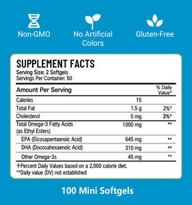 Компенсационная капсула для глубоководного масла N24, Высококачественная добавка для здоровья мозга, 1000 мг EPA + DHA + GLA omega 3, софтгели для рыбьего жира - Product Image 3