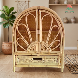 Armoire enfant en rotin NHAT MINH, design tropical, rangement écologique avec cintres pour bébés et enfants - Product Image 3