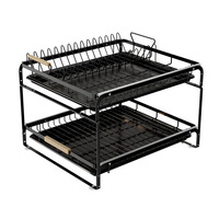 Organisateur de tiroir de cuisine moderne amélioré en acier au carbone double couche, support de rangement sous évier pour vaisselle et usage domestique