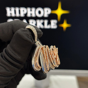 Pendentif personnalisé de haute qualité avec nom, 1,8 pouce, en argent 925 plaqué or rose, Moissanite, style Hip Hop Iced Out, bijou de luxe - Product Image 2